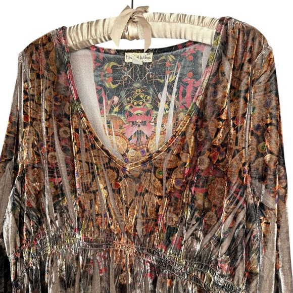 Vintage Velvet Babydoll Top Women's 2XL Y2K Whimsigoth Dark Romantic Beaded Trim - Picture 2 of 8